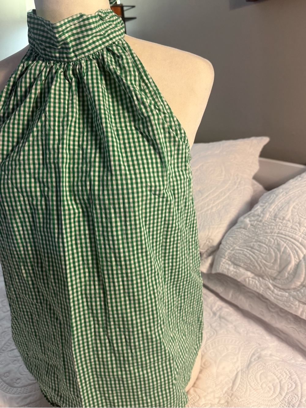 J. Crew Green Gingham Halter Neck Blouse - Picture 5 of 11